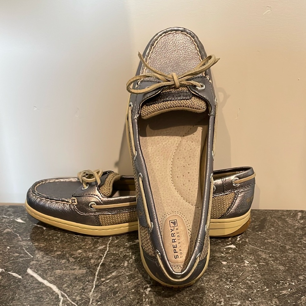 Sperry Metallic Boat Shoes Never Worn